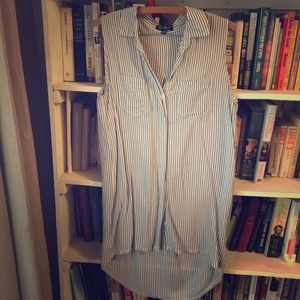 Hi-lo stripe tunic blouse
